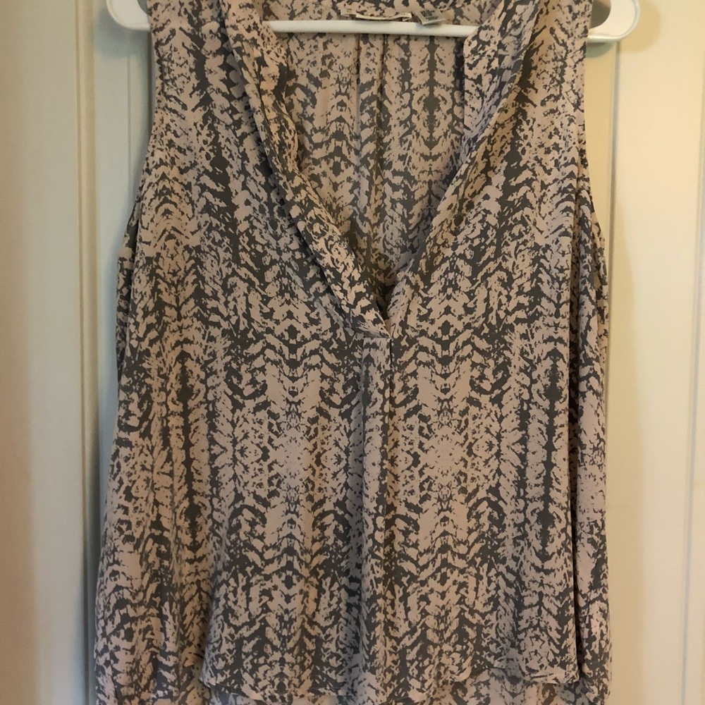 V-neck Patterned Tank Top 100% SILK